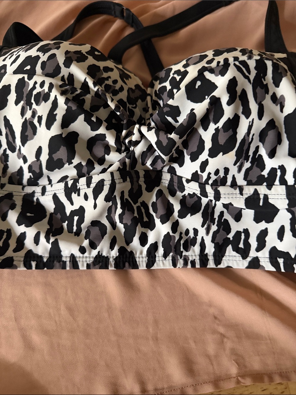 NWT | Torrid Black and White Leopard Print Bikini Top with Gray Spots